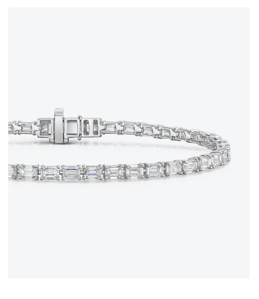 18ct White Gold Emerald Cut 7.00ct Lab Grown Diamond Tennis Bracelet