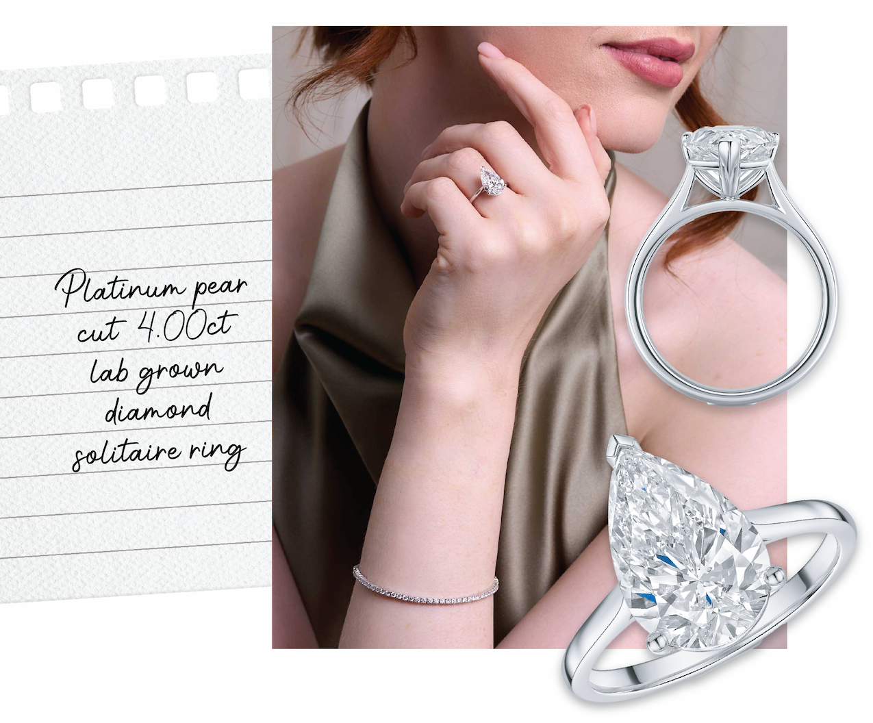 Platinum Pear Shape 4.00ct Lab Grown Diamond Solitaire Ring