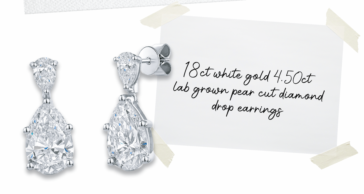 18ct White Gold 4.50ct Lab Grown Pear Cut Diamond Drop Earrings