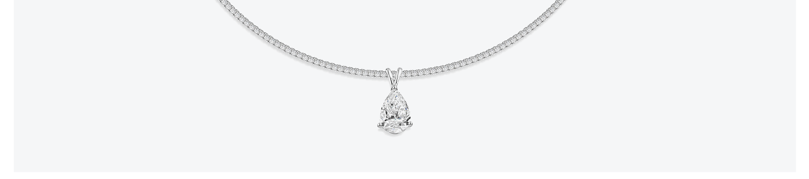 18ct White Gold 5ct Lab Grown Diamond Tennis Necklet With 3ct Pear Shape Drop