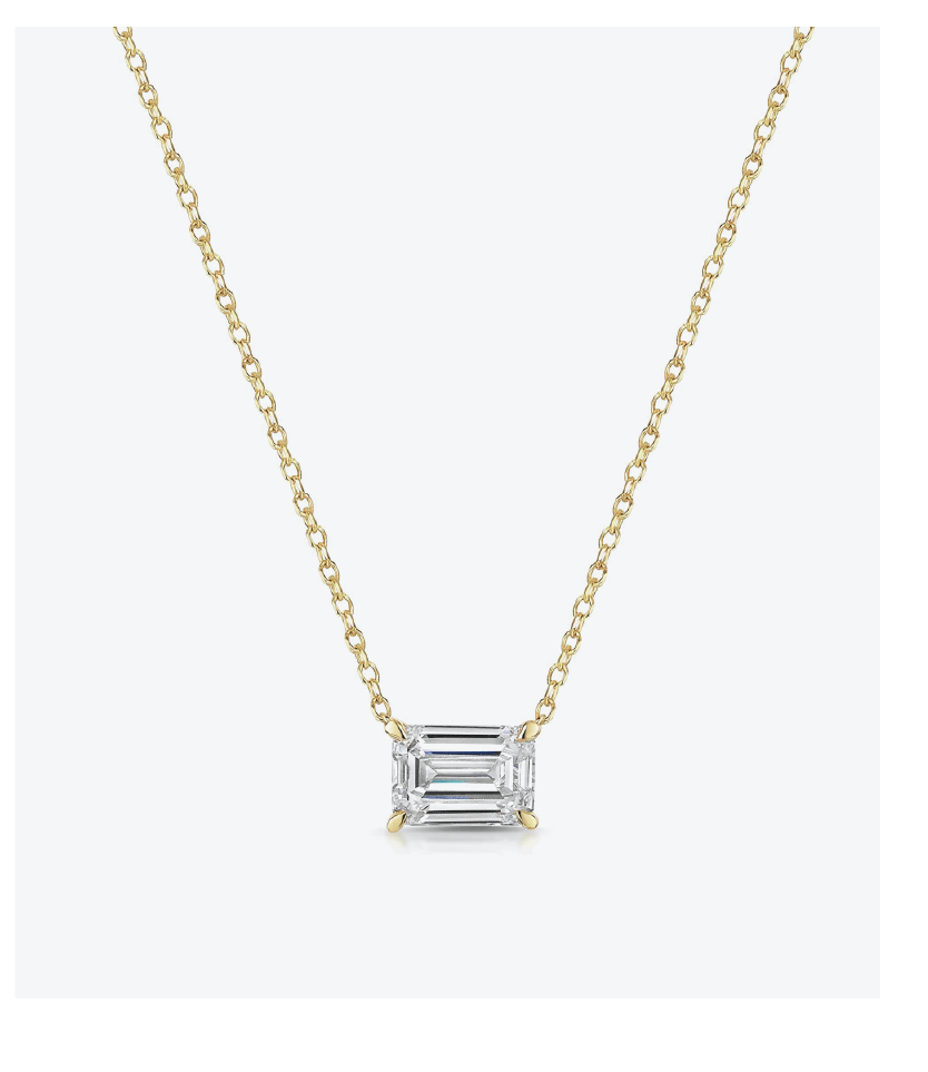 18ct Yellow Gold Emerald Cut 1.00ct Lab Grown Diamond Pendant