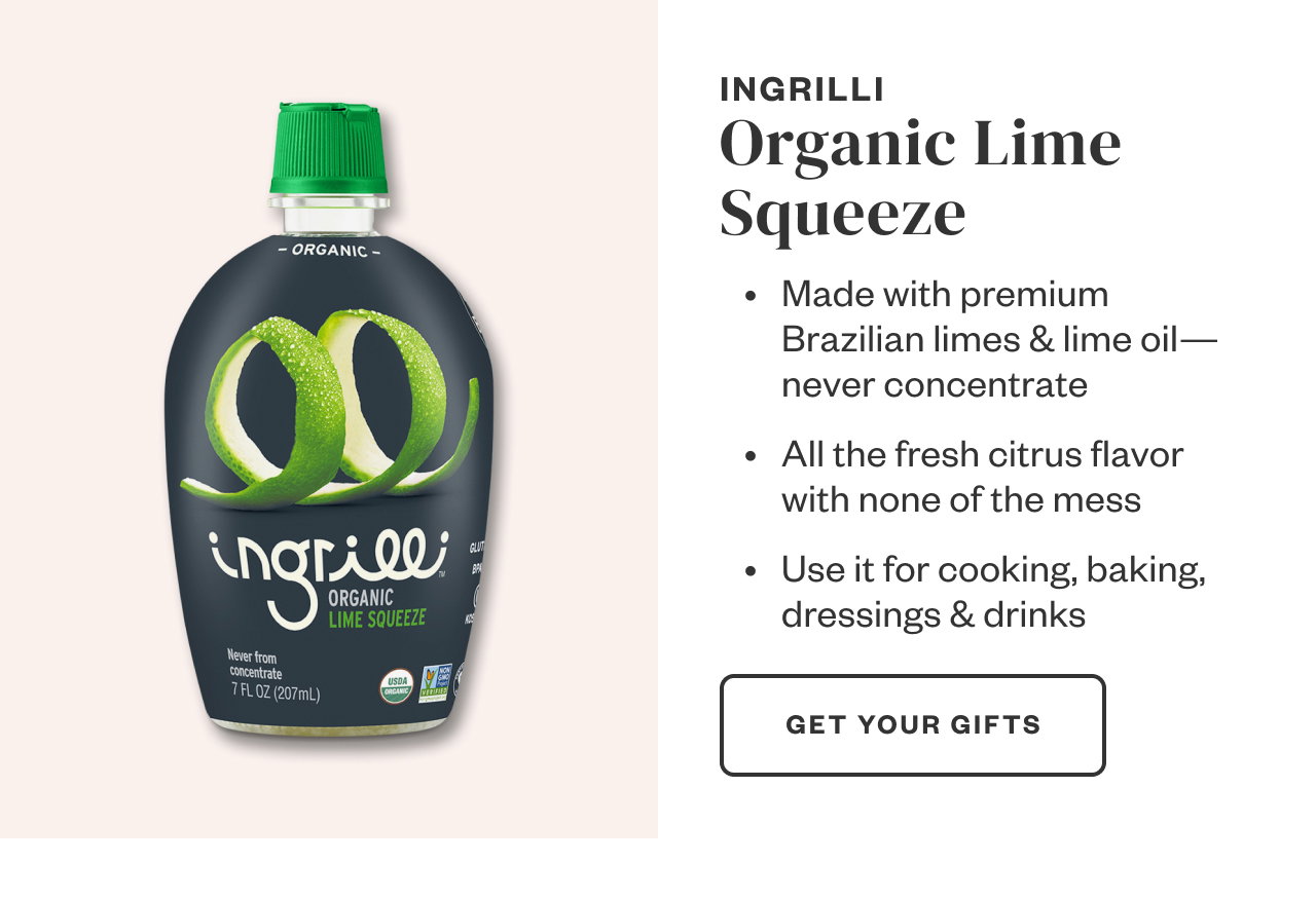 Ingrilli Organic Lime Squeeze. Get Your Gifts.