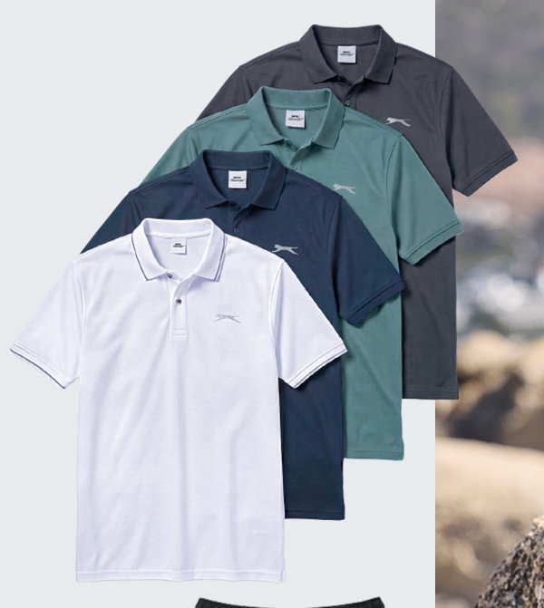 Funktions-Poloshirt in verschiedenen Farben.