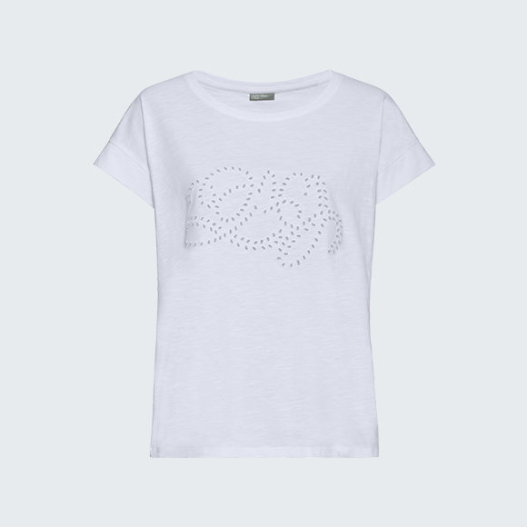 Produktansicht weißes T-Shirt, reine Baumwolle.