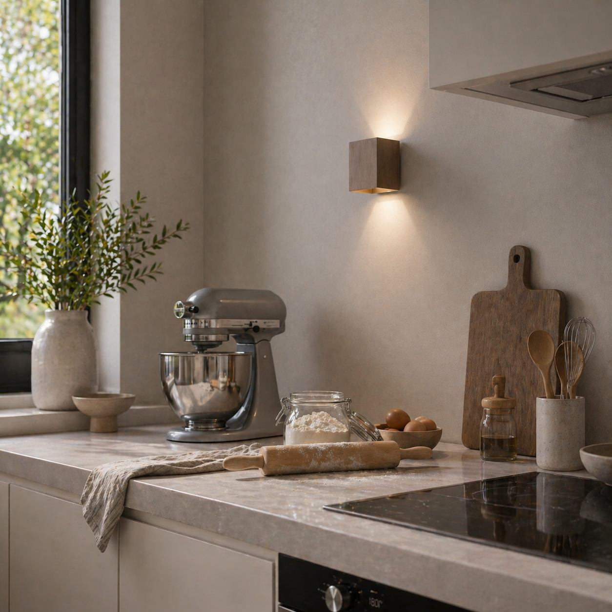 Cometa Bronzo wall light in kitchen