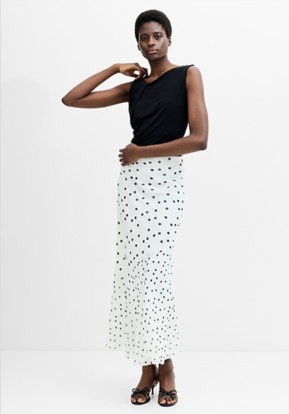 Valeria Emina Chiffon Polka Dot Skirt