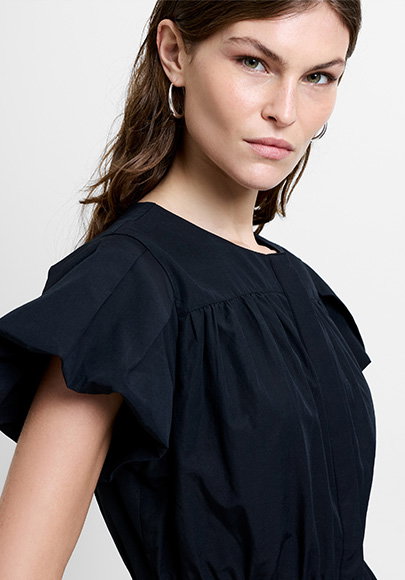 Era Poplin Flutter Sleeve Mini Dress