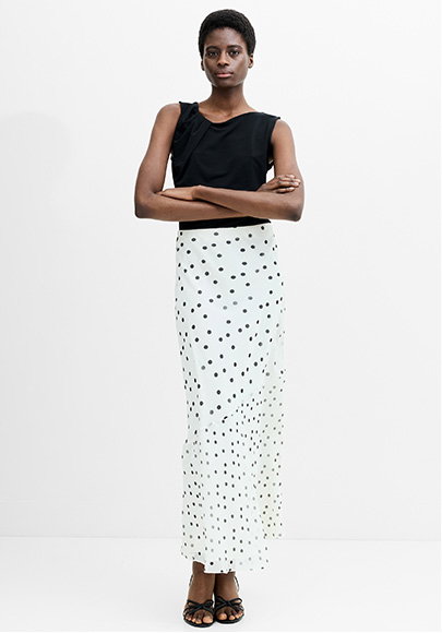 Valeria Emina Chiffon Polka Dot Skirt