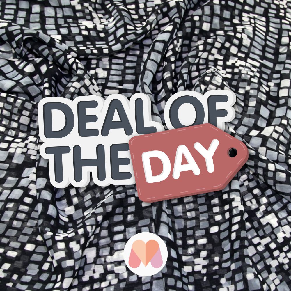 Deadstock Crinkle Sheer Chiffon Fabric Black & Grey