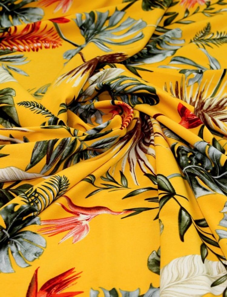 Deadstock Stretch Woven Crepe Fabric Yellow
