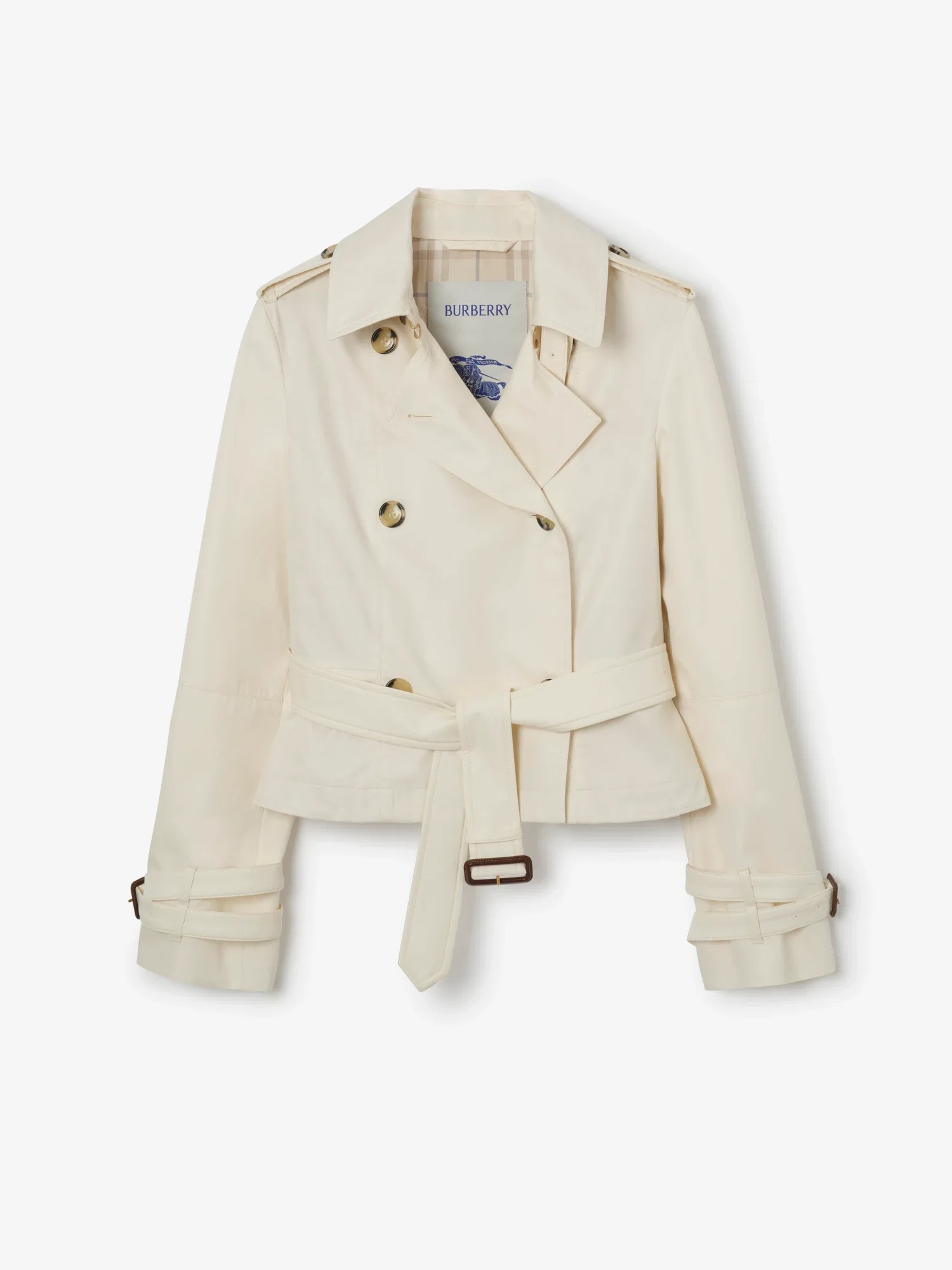Cropped Tropical Gabardine Trench Jacket
