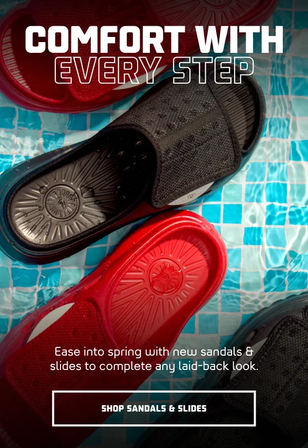 Ease into spring with new sandals & slides to complete any laid-back look. | SHOP SANDALS & SLIDES