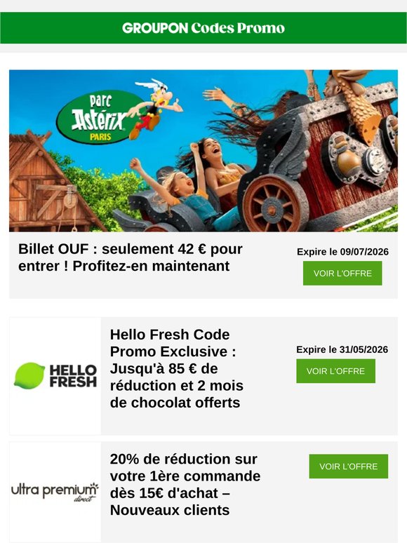 42 € chez Parc Astérix + code exclusif HelloFresh