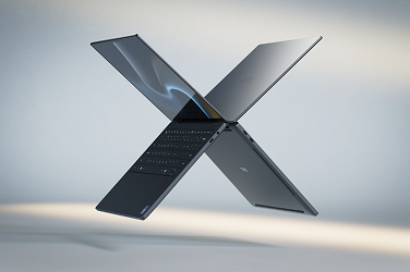 Beauty shot of two Dell XPS laptops in a light world.
