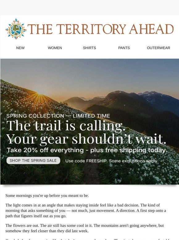 20% off + free shipping — the trail won't wait