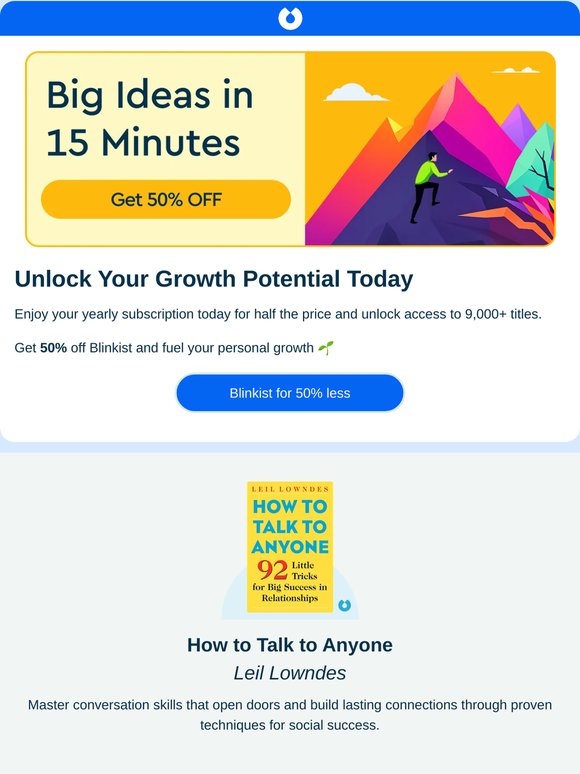 [50% off] Transform your mindset with Blinkist