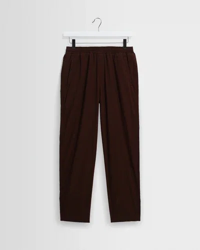 Tyne - Dark Brown Cotton Poplin Loose Fit Trousers