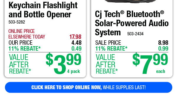 Cj Tech® Bluetooth® Solar-Powered Audio System - ONLY $7.99 After Rebate*!