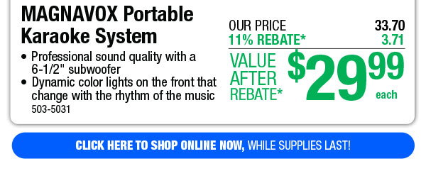 MAGNAVOX Portable Karaoke System - Free Shipping To Store!