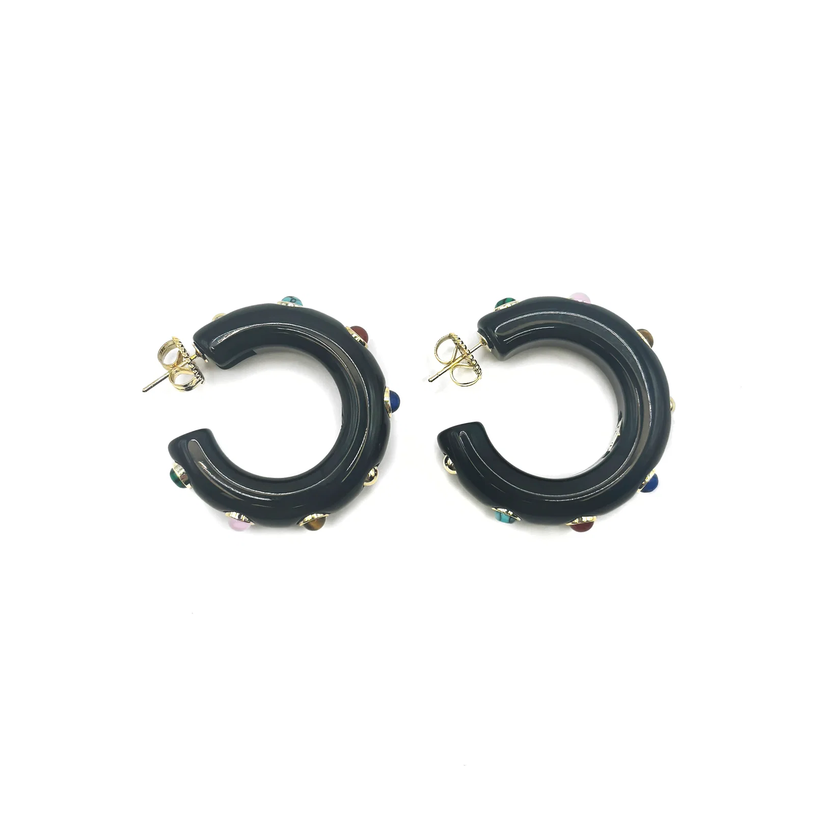 Image of The Diana Gemstone Hoop Earrings