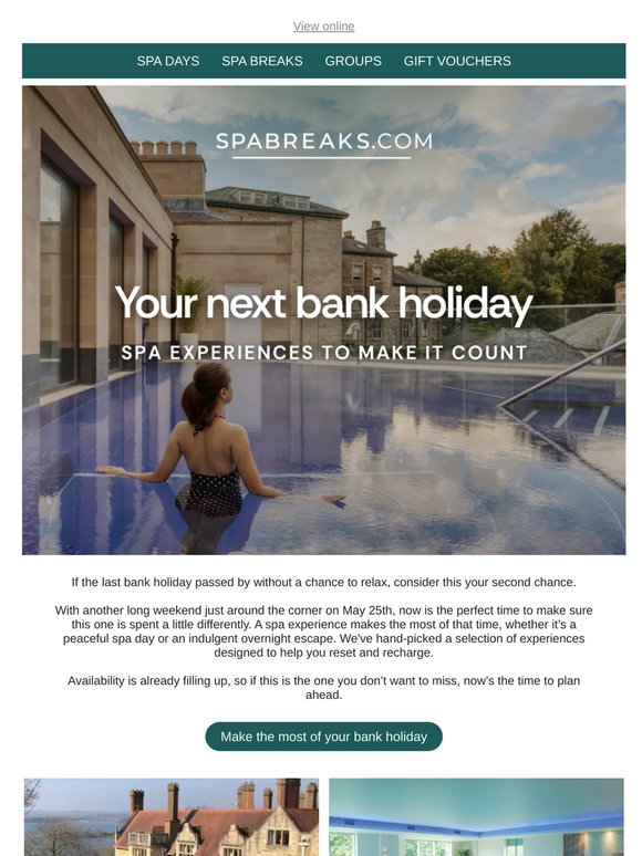 Your second chance at a long weekend escape.