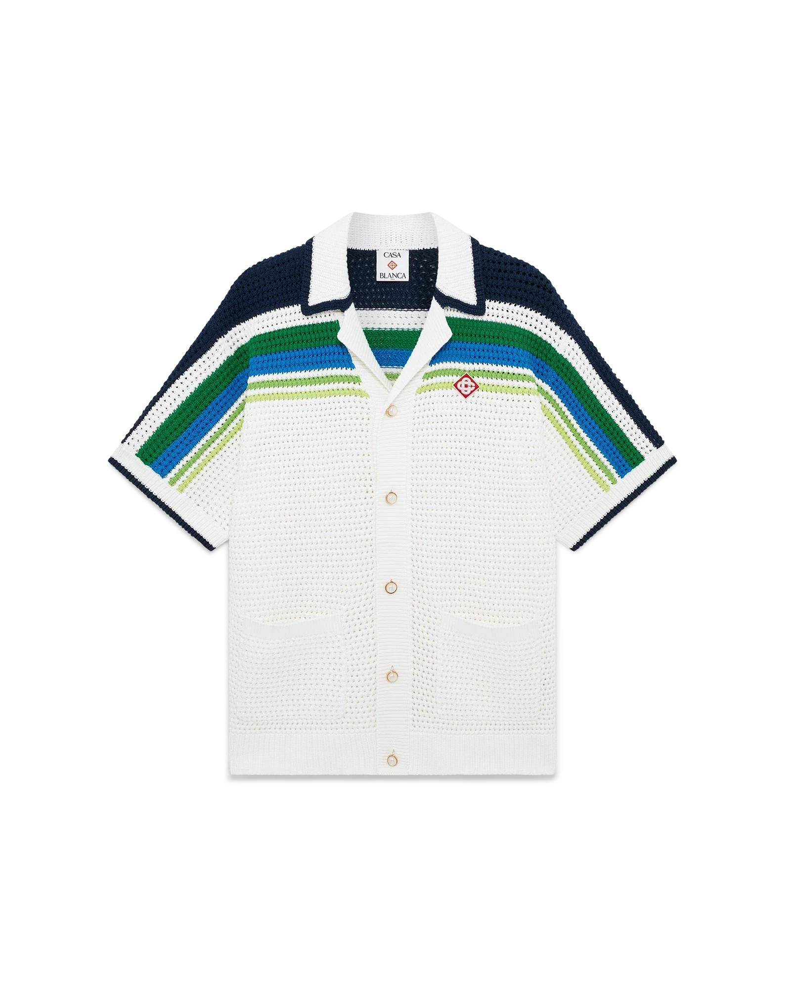 Image of Stripe Short Sleeve Knitted Shirt