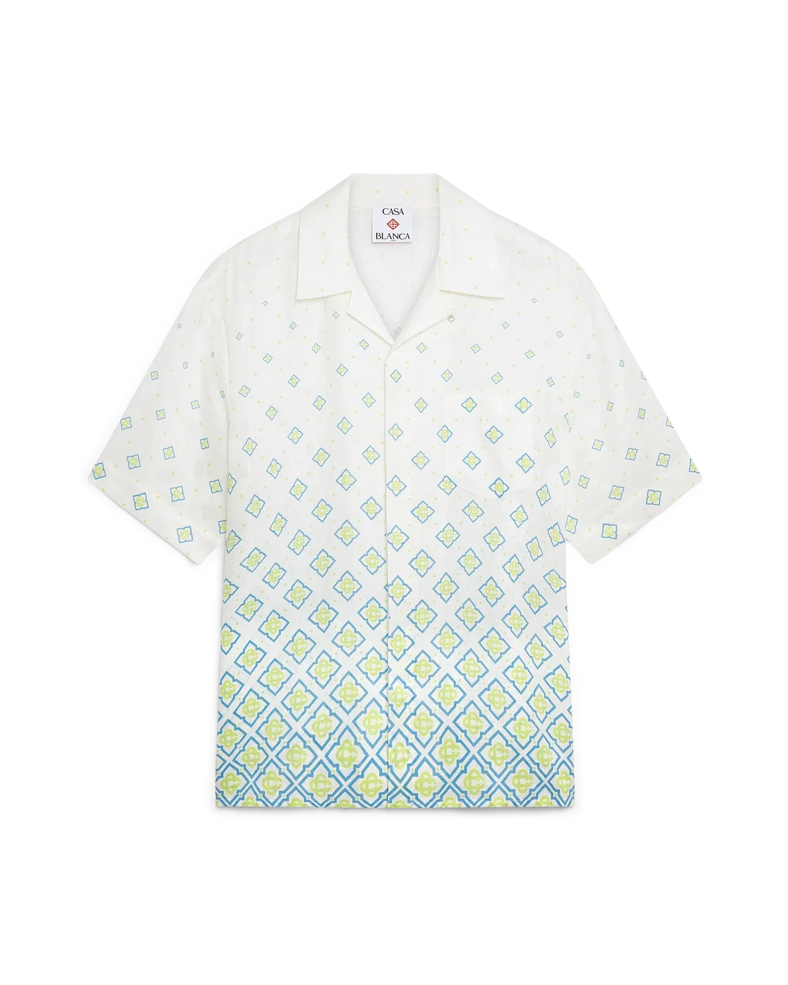 Image of Degrade Monogram Short Sleeve Linen Shirt