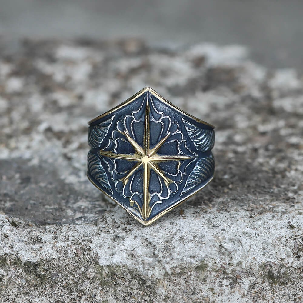 Image of 8 Point Star Stainless Steel Ring