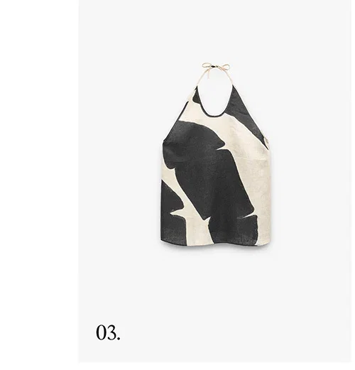 Printed 100% linen halter top