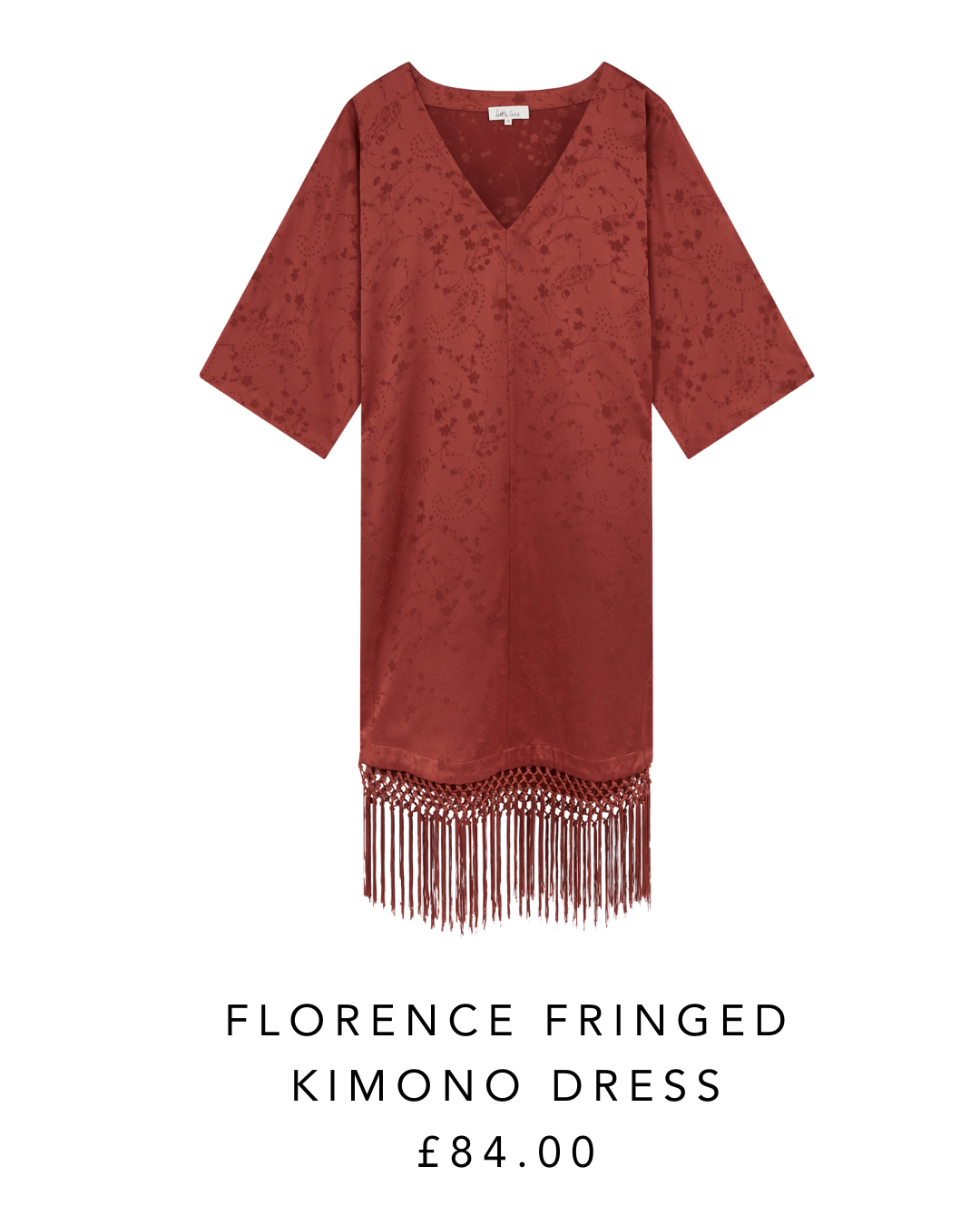 Florence Rust Fringed Kimono Dress