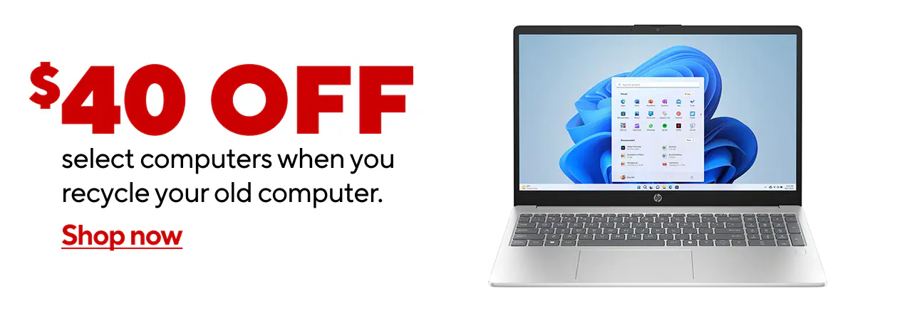 Get $40 off any Laptop in store when you trade in an old device. In Store Only.