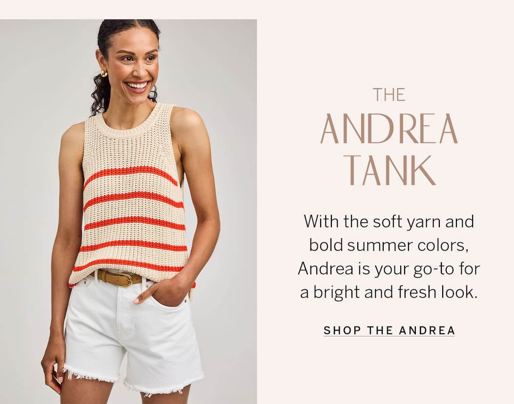woman in Andrea striped tank