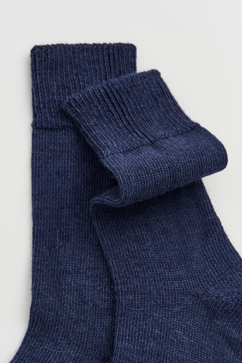 Inky Blue Alpaca Socks
