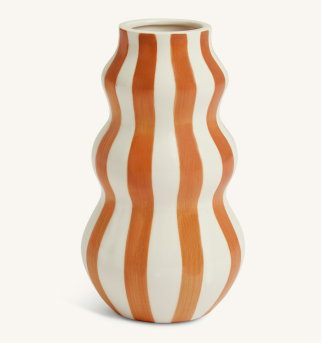 Habitat Hand Painted Stripe Vase - Rust
