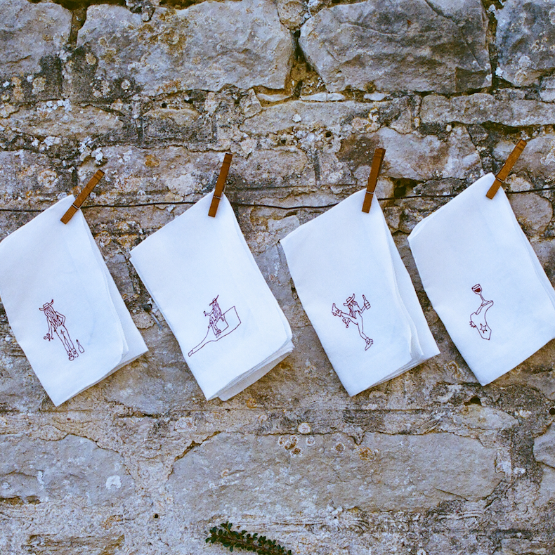 Amie Wine Embroidered Napkins