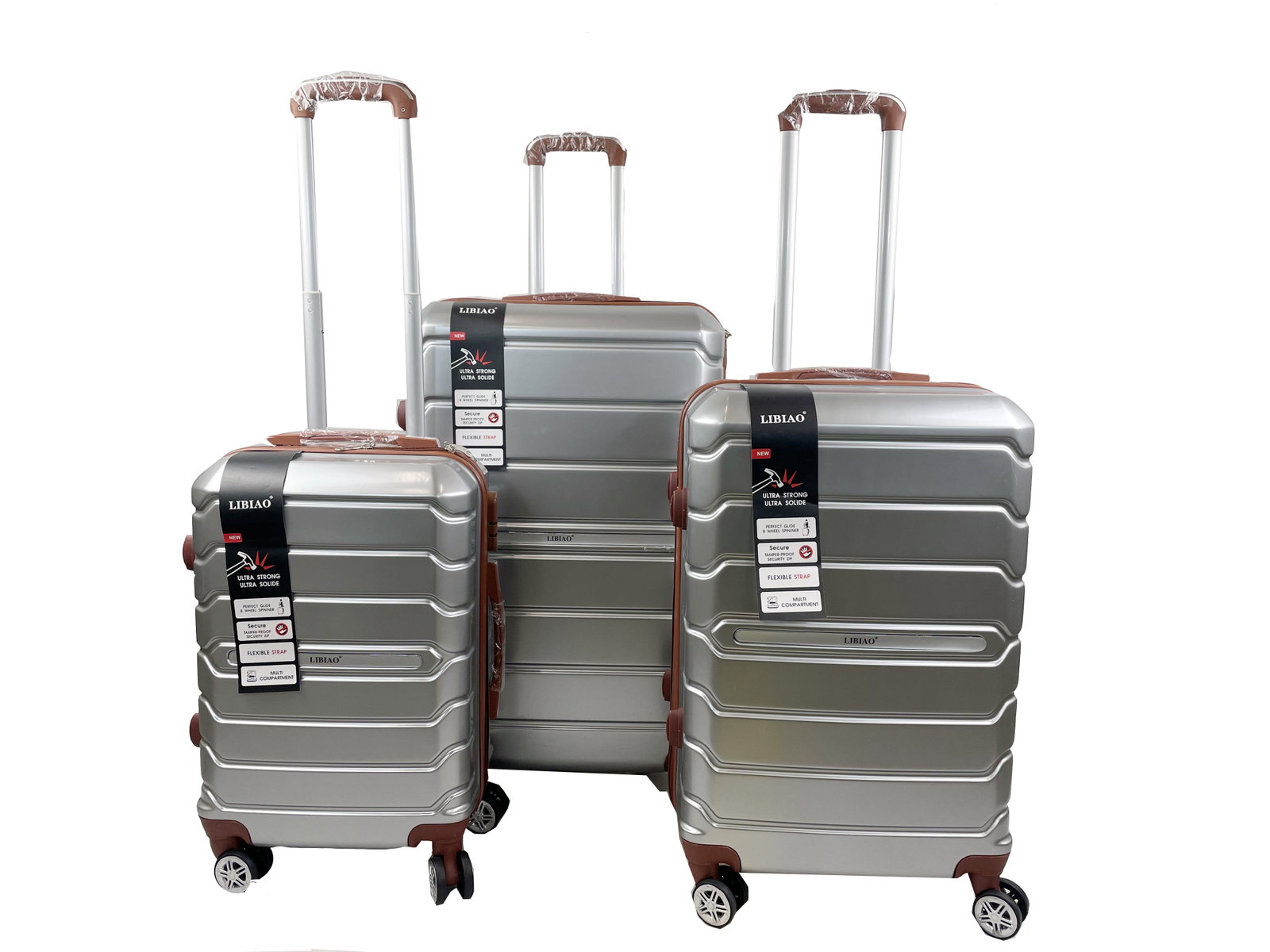 Image of Libiao A07  Kofferset 3 Delig - 85l &  50l & 30l -  Zilver Grijs