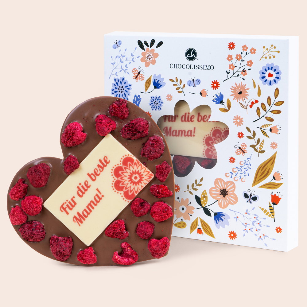 ChocoHerz mit Himbeeren