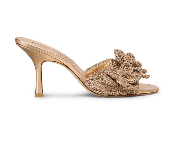 Lotus Woven Slide Sandal in Light Gold