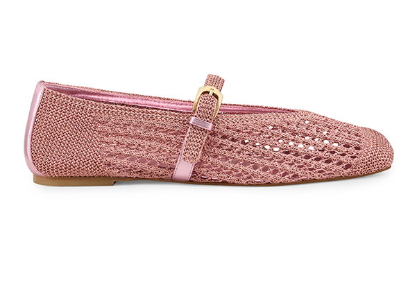 Leora Woven Mary Jane Flat in Pink Sand