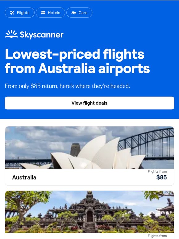 Cheap flights to trending countries