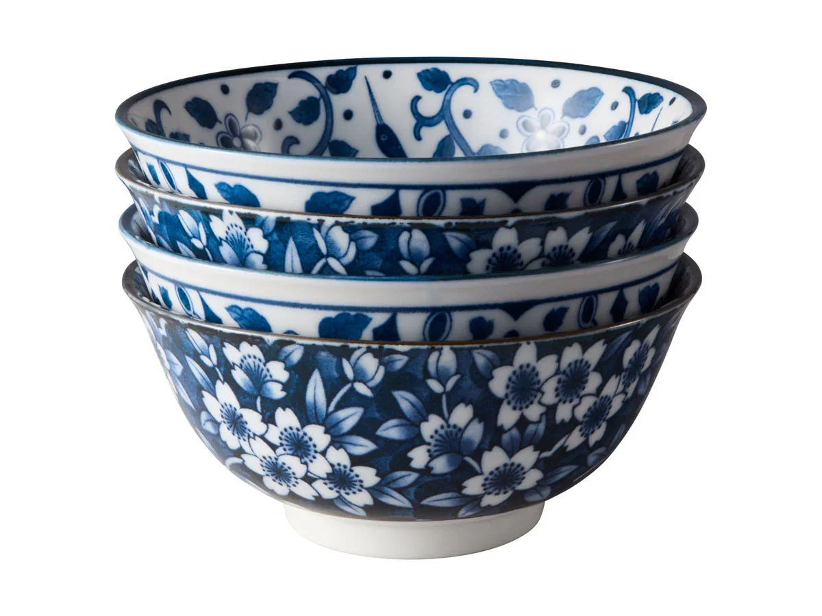 Tokyo Blue Sakura Bowl Giftset 4pc 15cm Blue Gift Boxed