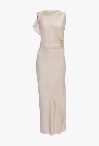 Draped Midi Dress In Elderflower