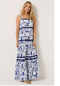 Postcard Print Maxi Dress