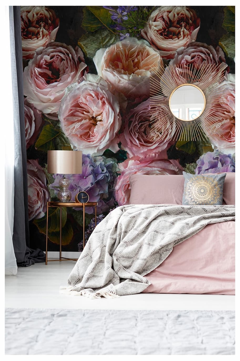 Romantic Wallpaper Flowers Pink Mural Grandeco A52101