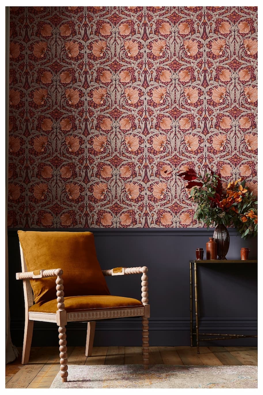 William Morris At Home Pimpernel Wallpaper Plum 124239