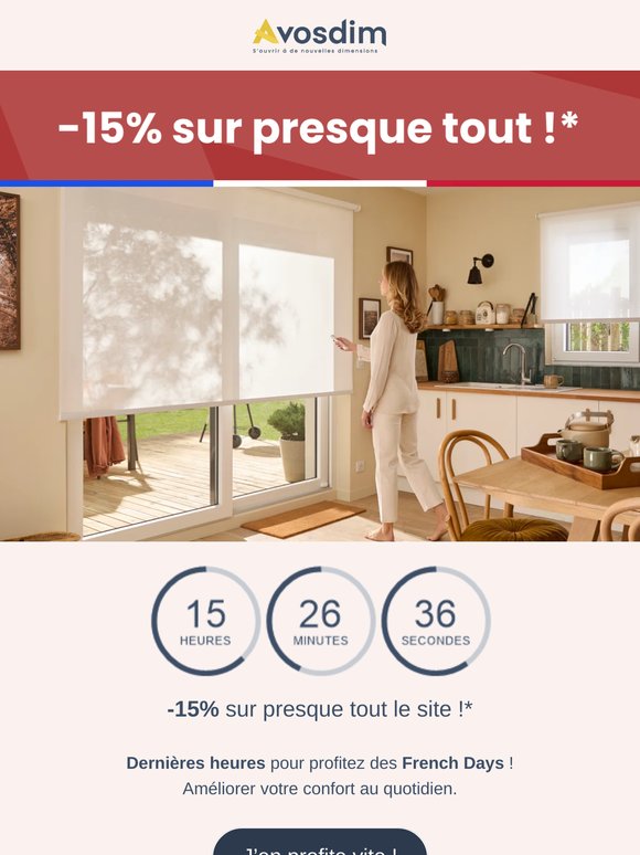 🚨 Fin imminente : -15% pour les French Days