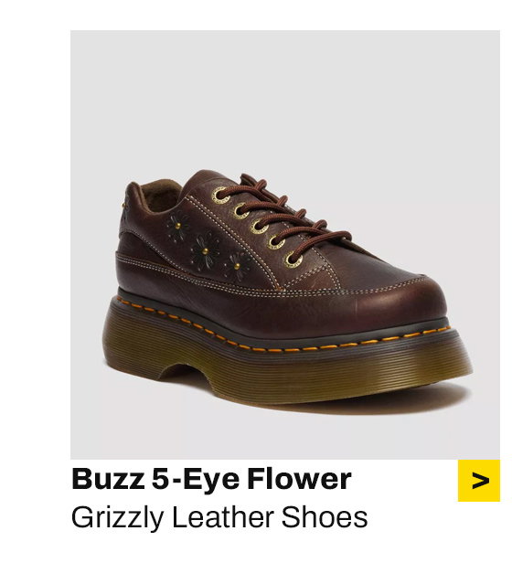 Buzz 5-Eye Flower Grizzly Leather Shoes