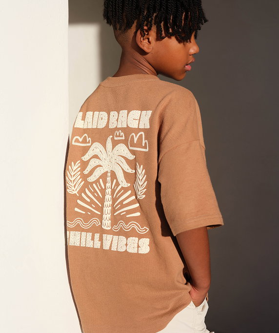 Chill Vibes Graphic Textured T-Shirt