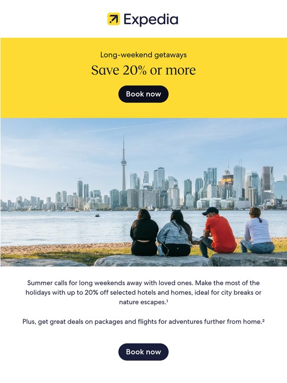 Save 20%+ on long-weekend getaways
