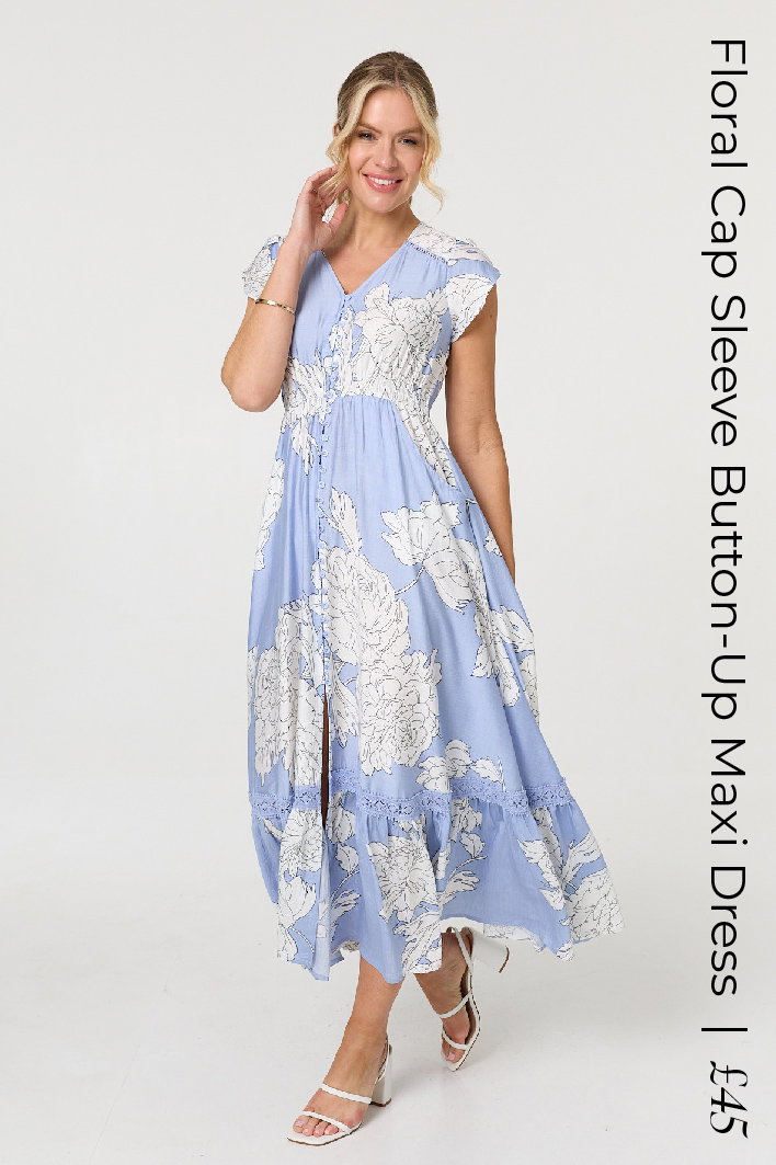 Floral Cap Sleeve Button-Up Maxi Dress | Shop Now